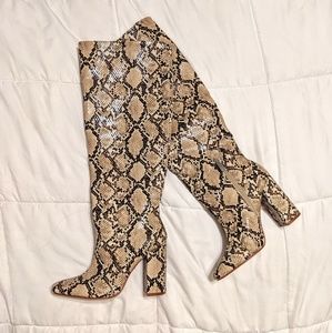 Zara Snakeskin Heeled Boots